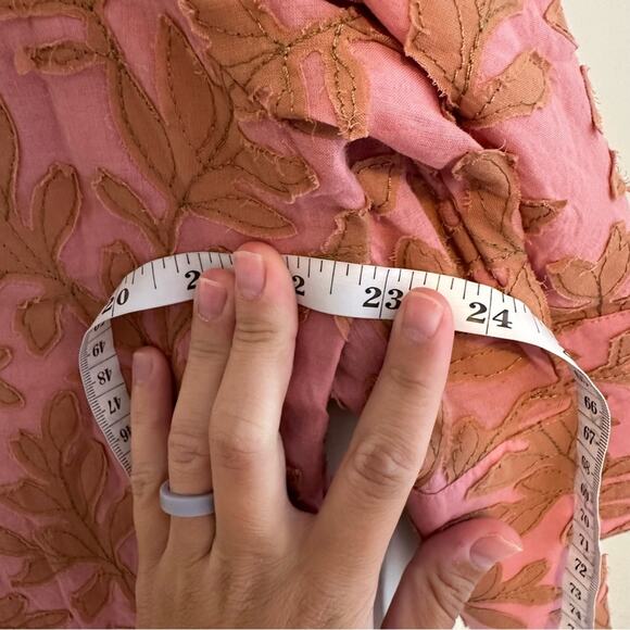 NWT Anthropologie Pink Orange Leaf Cotton Textured Blouse Top Medium - Picture 6 of 14